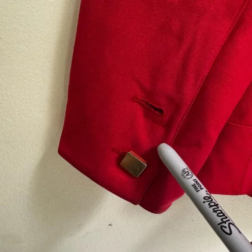 CLAUDE MONTANA Vintage 80s Tailored Blazer Jacket Futuristic Top Rare Red Wool 8 - Picture 12 of 16